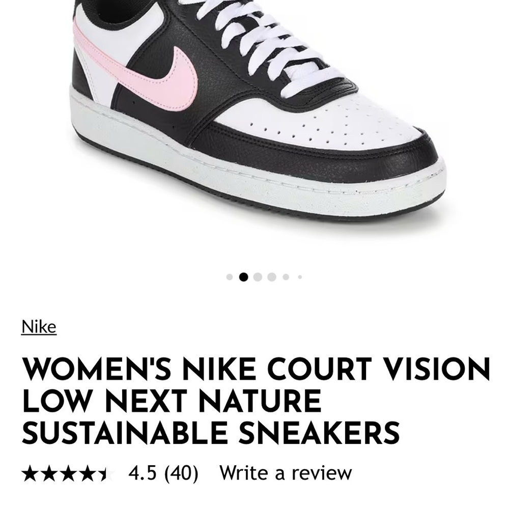 Nike Women's Court Vision Low Sneakers - Black, White, and Pink